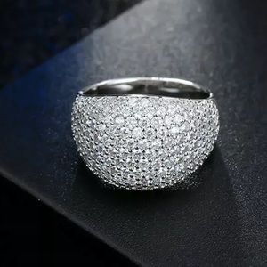 Sterling silver White Sapphire Pave  Ring Size 7